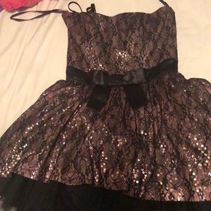 Betsey Johnson Pink Sequin Black Overlay